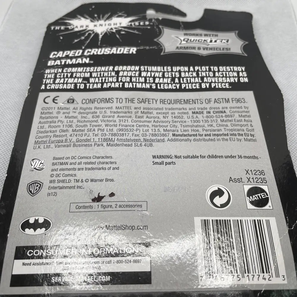 2011 Sealed New The Dark Knight Rises Batman Action Figure in Black and White Packaging