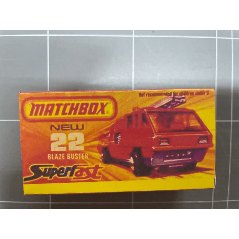 Matchbox Lesney Superfast 22 Blaze Buster Fire Truck Repro Box
