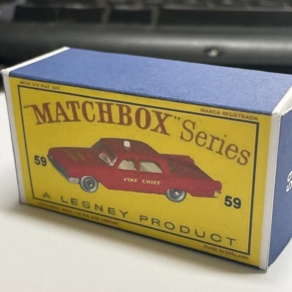 Matchbox Series Fire Chief No 59 Repro Box with Toy Car